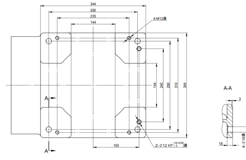 机械人底座装置尺寸图